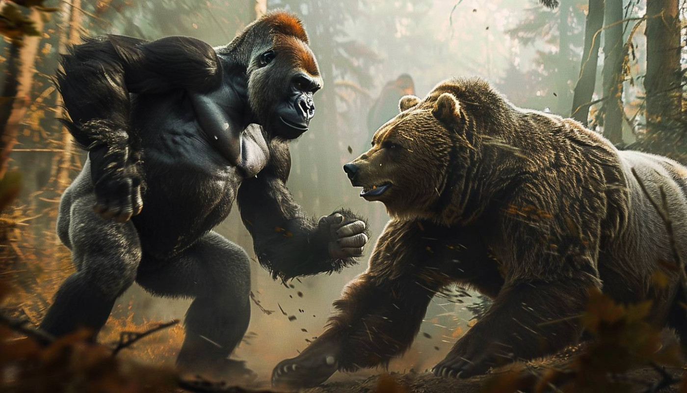 Force et combat : comparaison entre le gorille et l'ours, incluant le grizzly et le Kodiak