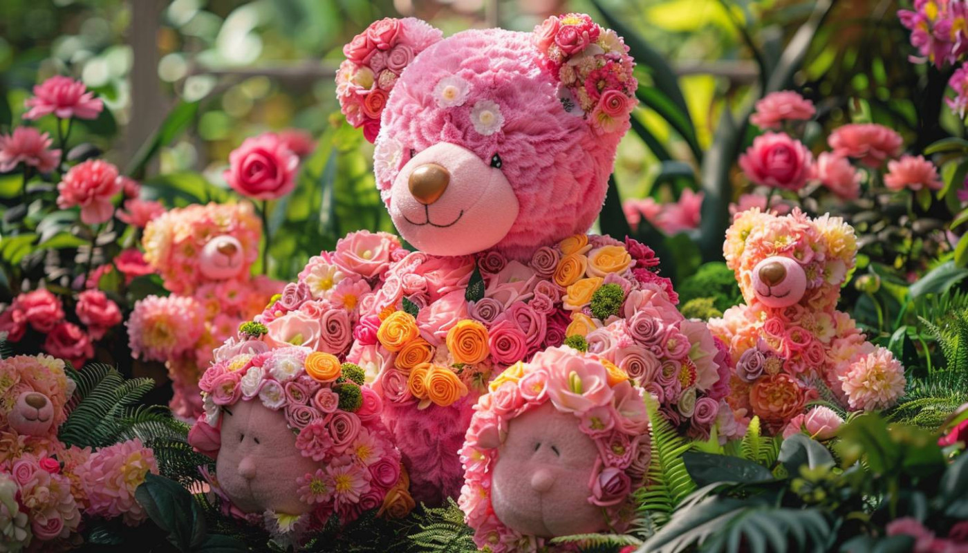 Rencontre avec l'art du nounours en rose: entre ours en fleurs et oursons en roses artificielles